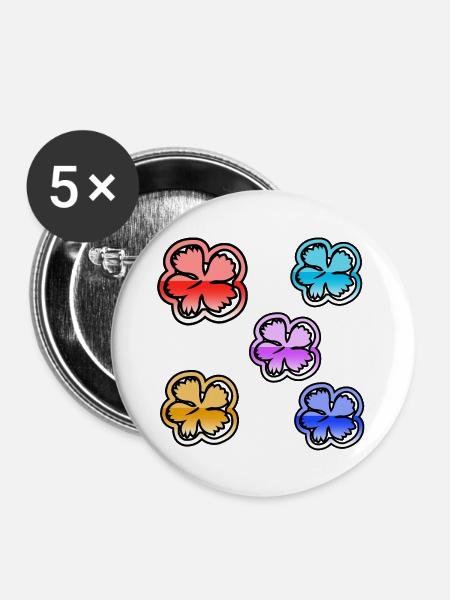 Blumen - Buttons groß 56 mm (5er Pack) - Weiß