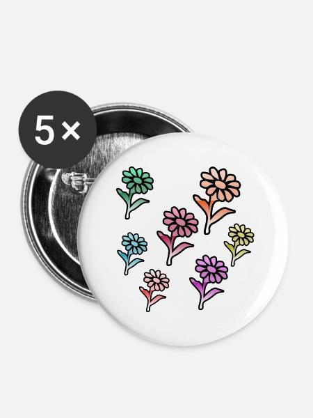 Blumen - Buttons groß 56 mm (5er Pack) - Weiß