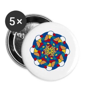 Bright Kaleidoscope Mandala - Buttons large 2.2''/56 mm (5-pack) - white - Front