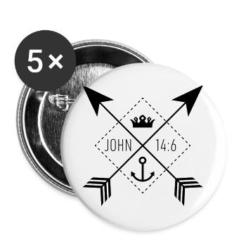 Sign John14:6 - Buttons large 2.2''/56 mm (5-pack) - white - Front