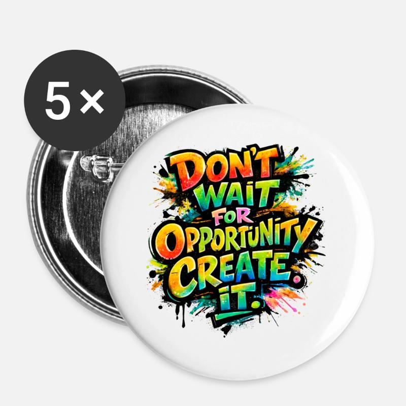 Don-t_wait_ - Buttons large 2.2''/56 mm (5-pack) - white