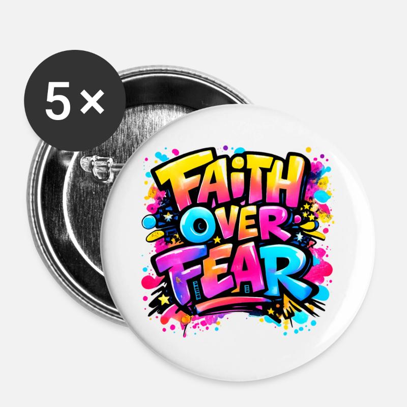 Faith_over_Fear - Buttons large 2.2''/56 mm (5-pack) - white