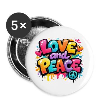 Love_and_Peace - Buttons large 2.2''/56 mm (5-pack) - white - Front