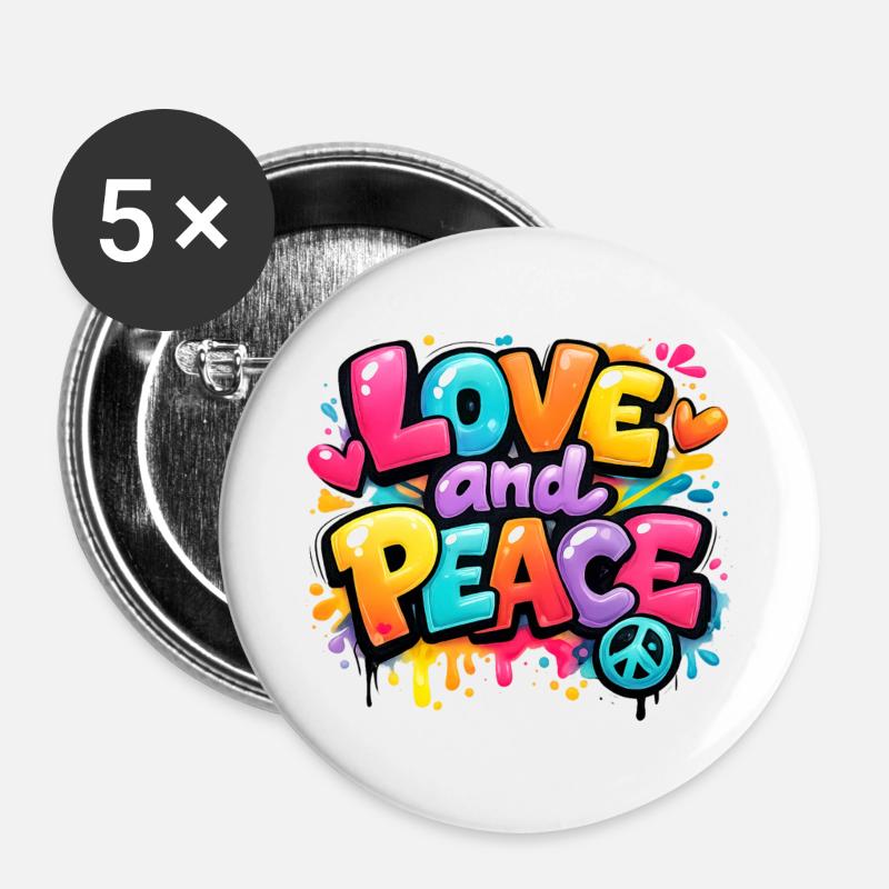 Love_and_Peace - Buttons large 2.2''/56 mm (5-pack) - white