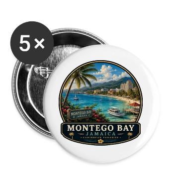 Montego Bay Jamaica Caribbean Vacation Beach Palms - Buttons large 2.2''/56 mm (5-pack) - white - Front