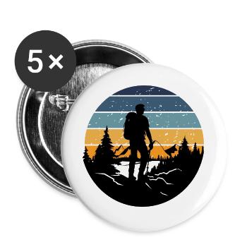 Retro-Schlafenszeitwanderer - Buttons groß 56 mm (5er Pack) - Weiß - Vorne