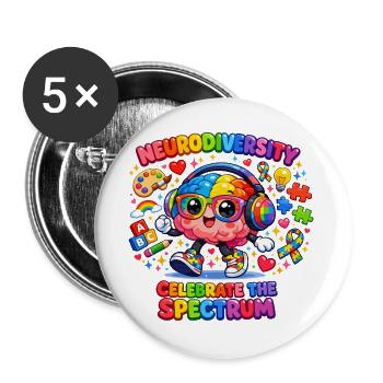 Neurodiversity Autism Stars Child - Buttons large 2.2''/56 mm (5-pack) - white - Front