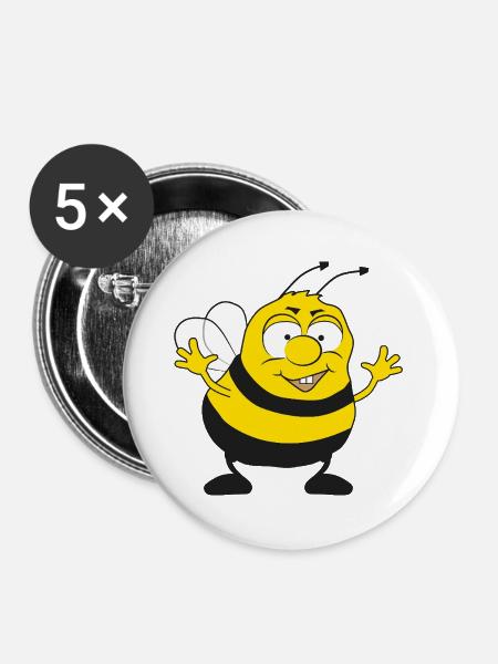 Brummi, die coole Hummel - Buttons groß 56 mm (5er Pack) - Weiß