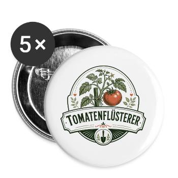 Tomatenflüsterer - Buttons groß 56 mm (5er Pack) - Weiß - Vorne