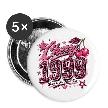 Cherry 1950's Leopard Pink - Buttons large 2.2''/56 mm (5-pack) - white - Front
