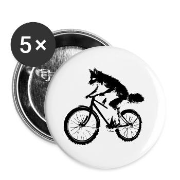 Le renard cycliste drôle - Lot de 5 grands badges (56 mm) - blanc - Devant