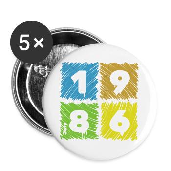 40. Écussons Geburtstag Farbige depuis 07/1986 - Lot de 5 grands badges (56 mm) - blanc - Devant