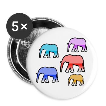 Elefanten - Buttons groß 56 mm (5er Pack) - Weiß - Vorne