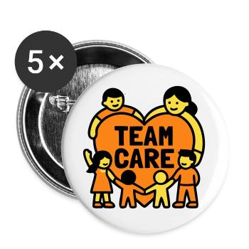 Team Care Herz Kita Wappen - Buttons groß 56 mm (5er Pack) - Weiß - Vorne