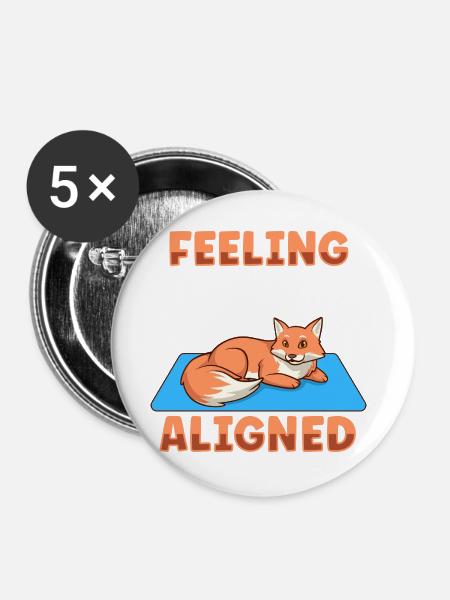 Chakra Ausrichtung - Fuchs - Buttons groß 56 mm (5er Pack) - Weiß