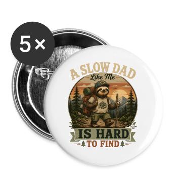Petit père de randonnée lent, tee du club de randonnée paresseux - Lot de 5 grands badges (56 mm) - blanc - Devant