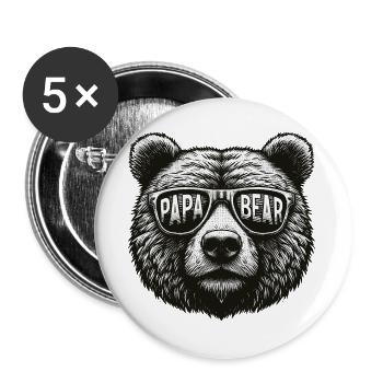 Papa Bear - Buttons large 2.2''/56 mm (5-pack) - white - Front