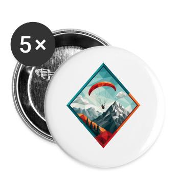 Paraglider over mountain landscape - Buttons large 2.2''/56 mm (5-pack) - white - Front