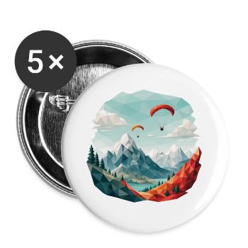 Paragliding Berglandschaft Polygonkunst - Buttons groß 56 mm (5er Pack) - Weiß - Vorne