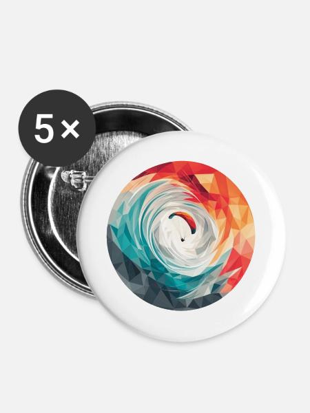 Geometrischer Wirbel Paragliding - Buttons groß 56 mm (5er Pack) - Weiß