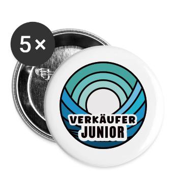 Sohn Verkäufer Junior Kind Verkäufersohn Verkauf - Buttons groß 56 mm (5er Pack) - Weiß - Vorne