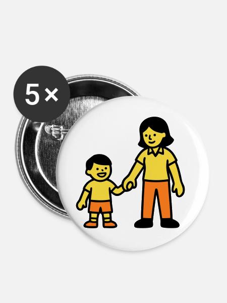 Erzieherin Kind Hand Logo - Buttons groß 56 mm (5er Pack) - Weiß
