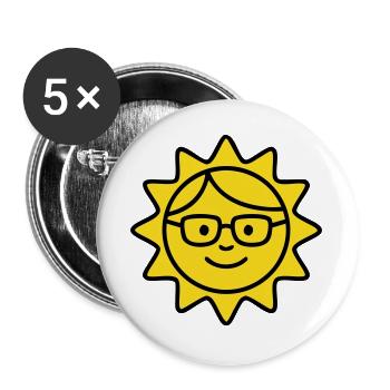 Lachende Sonne Brille Comic - Buttons groß 56 mm (5er Pack) - Weiß - Vorne