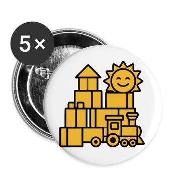 Bauklötze Eisenbahn Spielzeug - Buttons groß 56 mm (5er Pack) - Weiß - Vorne