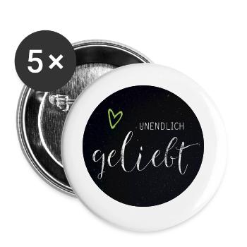 Unendlich Geliebt - Buttons groß 56 mm (5er Pack) - Weiß - Vorne