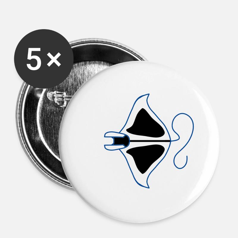 Blue outline manta silhouette - Buttons large 2.2''/56 mm (5-pack) - white