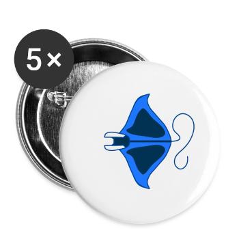 Manta Linear Blue Stylized - Buttons large 2.2''/56 mm (5-pack) - white - Front