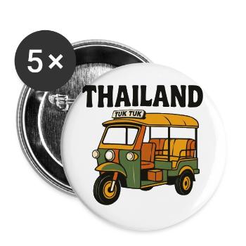 Thailand Tuk Tuk Retro Cartoon - Buttons large 2.2''/56 mm (5-pack) - white - Front