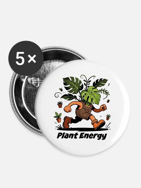 Monstera-Pflanzen im Dschungelchaos - Buttons groß 56 mm (5er Pack) - Weiß
