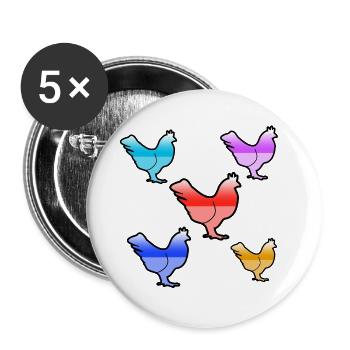 Poulets - Lot de 5 grands badges (56 mm) - blanc - Devant