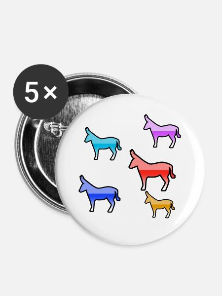 Esel - Buttons groß 56 mm (5er Pack) - Weiß