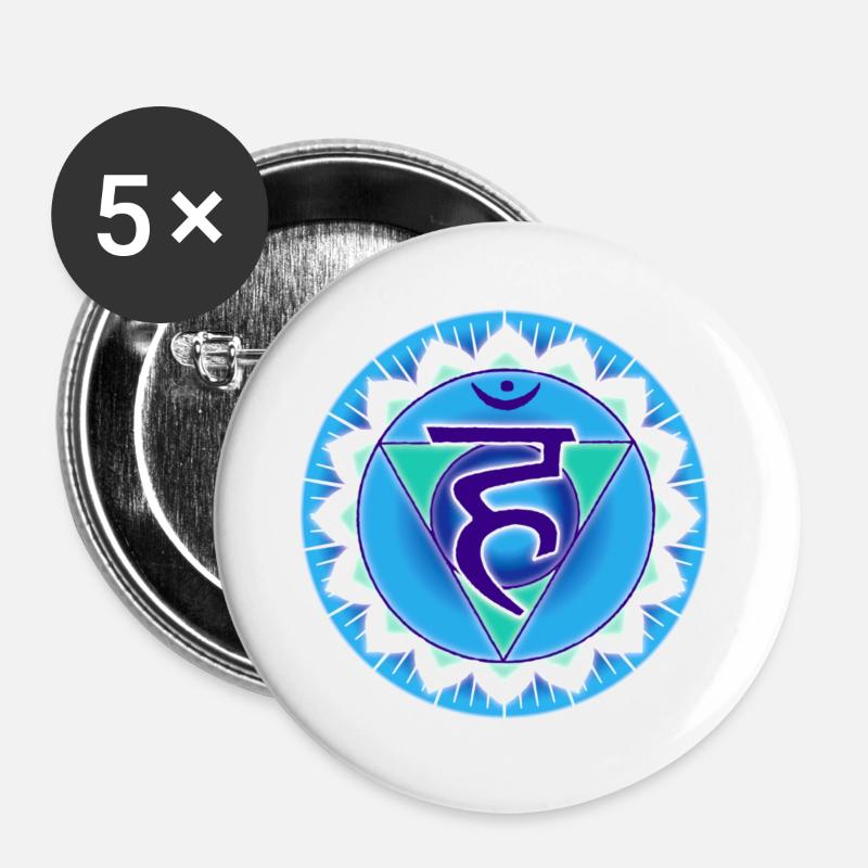 Throat Chakra Vishuddha - Buttons large 2.2''/56 mm (5-pack) - white