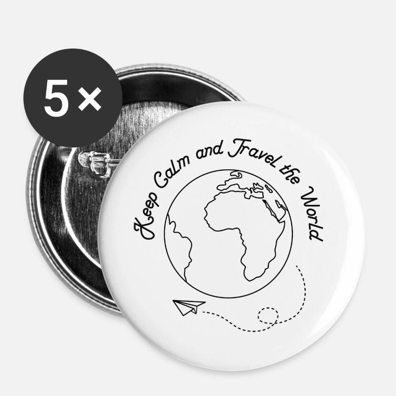 Keep Calm and travel the World  - Buttons large 2.2''/56 mm (5-pack) - white