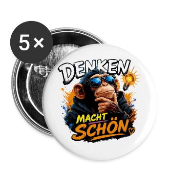 Denken macht schön. - Buttons groß 56 mm (5er Pack) - Weiß - Vorne
