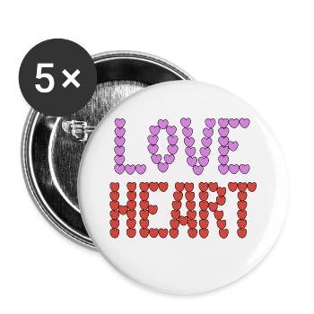 Love Heart typography - Buttons large 2.2''/56 mm (5-pack) - white - Front