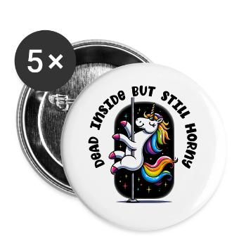 Licorne arc-en-ciel au poteau Excité bien qu’il soit mort à l’intérieur - Lot de 5 grands badges (56 mm) - blanc - Devant
