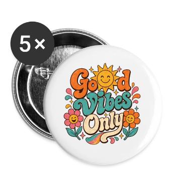 Le seul Retro Floral de Good Vibe - Lot de 5 grands badges (56 mm) - blanc - Devant