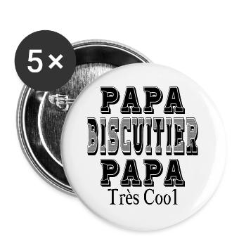 Papa Biscuitier Papa Très Cool - Lot de 5 grands badges (56 mm) - blanc - Devant