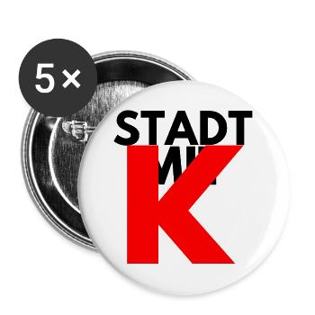 STADT MIT K, KÖLN ROT, KÖLLE, IKONISCH - Buttons groß 56 mm (5er Pack) - Weiß - Vorne