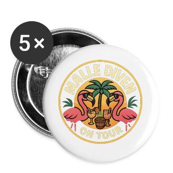 Malle Divas On Tour Women's Flamingo Mallorca Party - Buttons large 2.2''/56 mm (5-pack) - white - Front