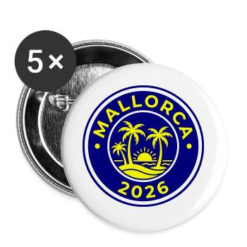 Mallorca 2026 Palm Trees - Buttons large 2.2''/56 mm (5-pack) - white - Front