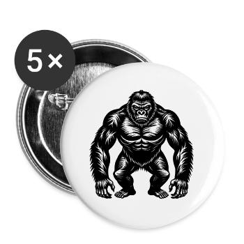 gorille - Lot de 5 grands badges (56 mm) - blanc - Devant