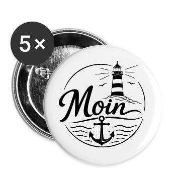 Moin - Buttons groß 56 mm (5er Pack) - Weiß - Vorne