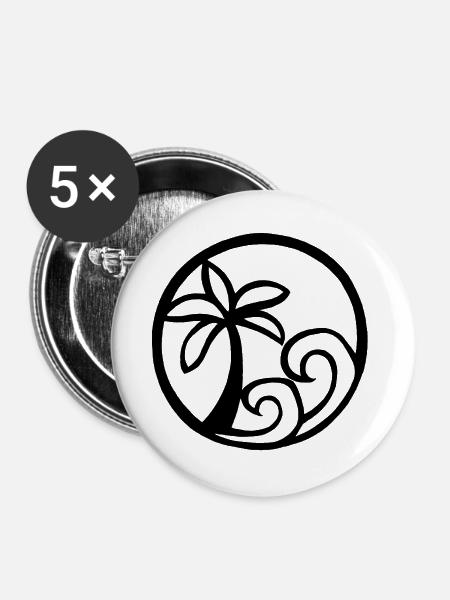 Wellen und Schwarzpalme - Buttons groß 56 mm (5er Pack) - Weiß
