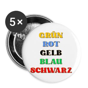 Psychologischer Test Farben - Buttons groß 56 mm (5er Pack) - Weiß - Vorne