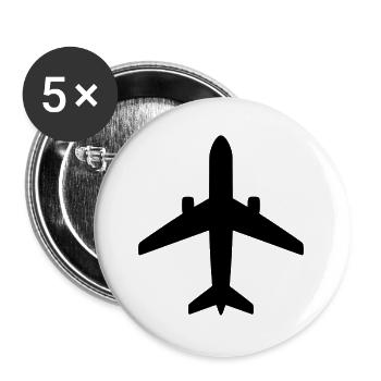 Flugzeug - Buttons groß 56 mm (5er Pack) - Weiß - Vorne